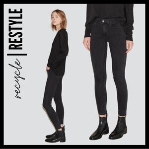 Acne Skin 5 Mid-Rise Skinny Jeans in Faded Black